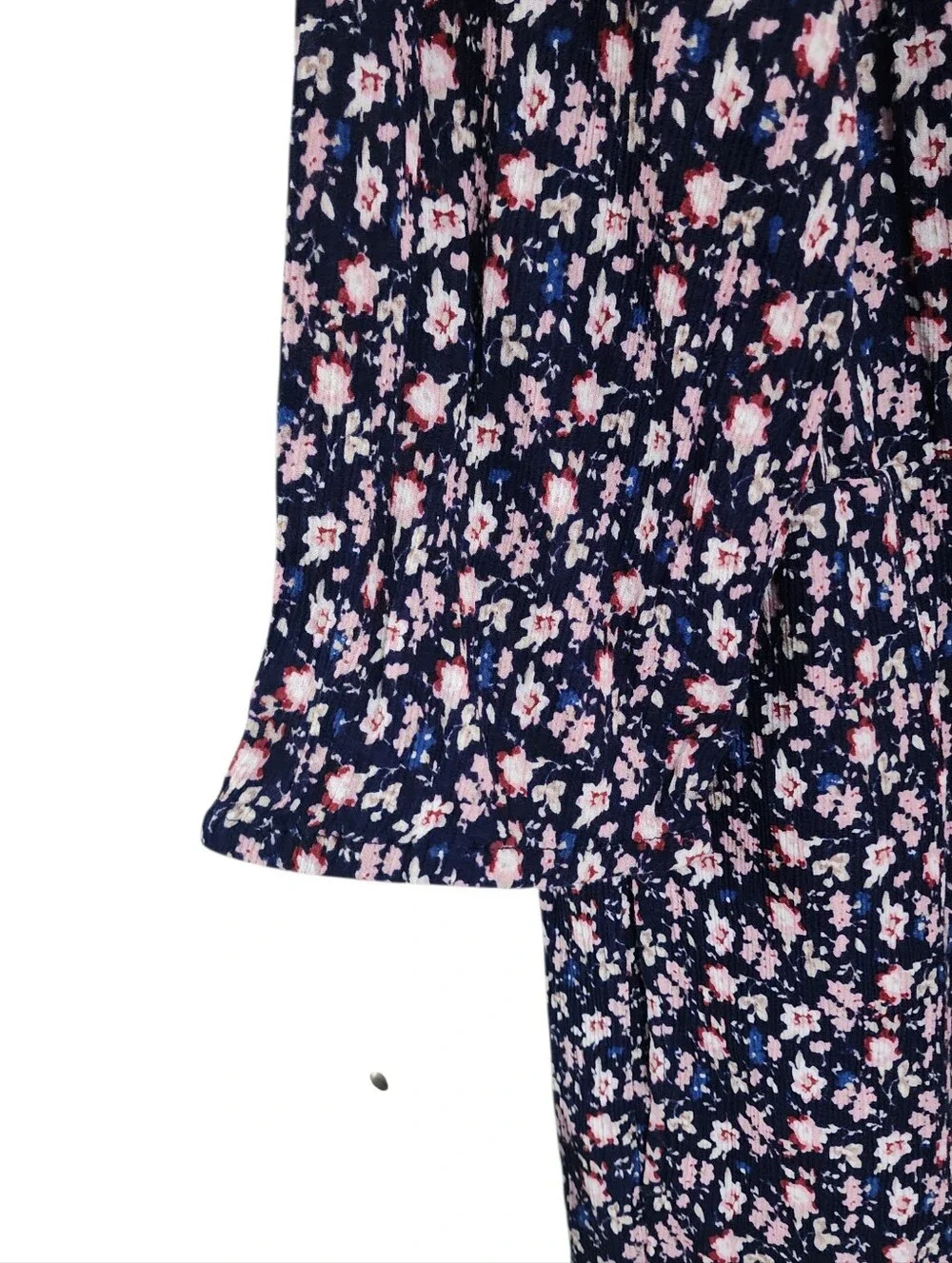 J. Jill Navy Ditsy Floral Wearever 3/4 Sleeve Maxi Dress XL Mature Modest - Picture 4 of 6